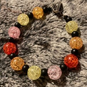 Mixed Color Baltic Amber Bracelet, includes pink